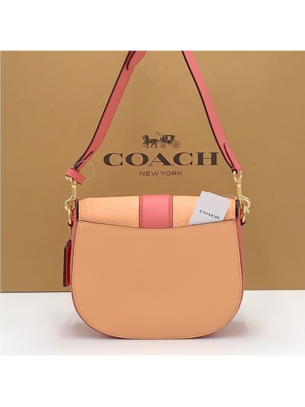 COACH Georgie Saddle Bag In Colorblock COLOR:
Gold/Faded Blush/Taffy - Picture 8 of 16